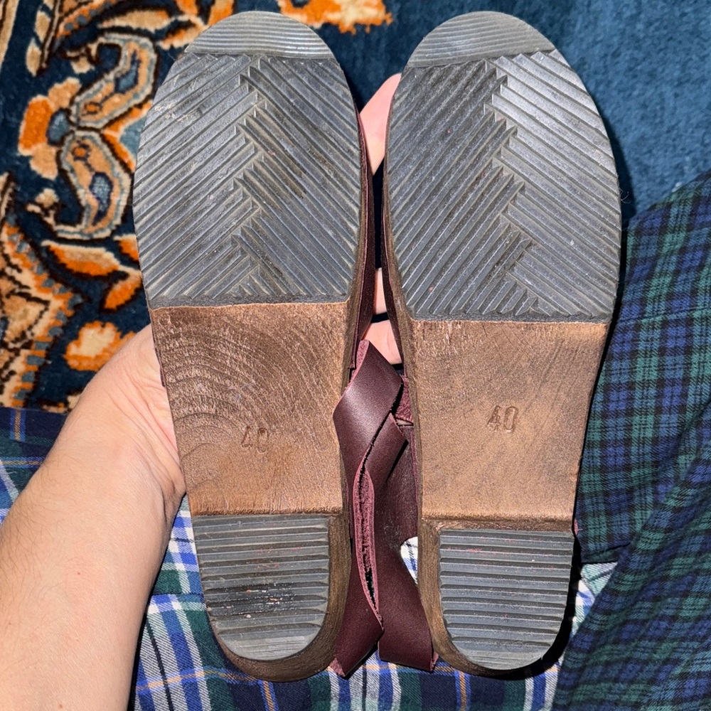 Like New Lotta from Stockholm Stylish Burgundy Leather Mary Jane Style Clogs - Picture 6 of 6
